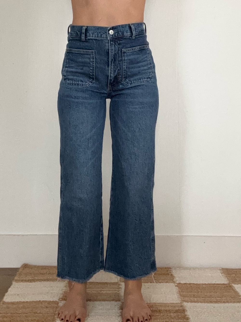 Reformation Dark Blue High-Rise Wide Leg Jeans